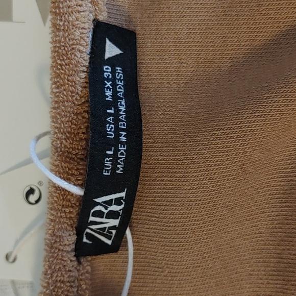 NWT Women's Zara Tan Cotton Blend Crop Top Large - Picture 7 of 12